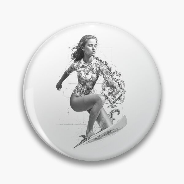 Item preview, modern graphic composition featuring a brunette woman surfer in dynamic motion, designed and sold by wonderisland.