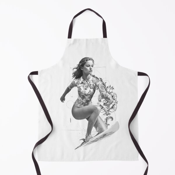 Item preview, modern graphic composition featuring a brunette woman surfer in dynamic motion, designed and sold by wonderisland.