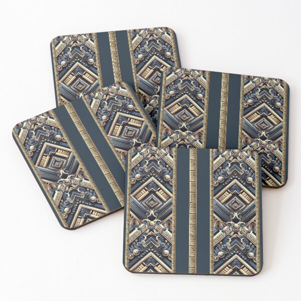 Item preview, Neo-Baroque Geometry – Gold & Blue Architectural Fantasy designed and sold by Arscorart.