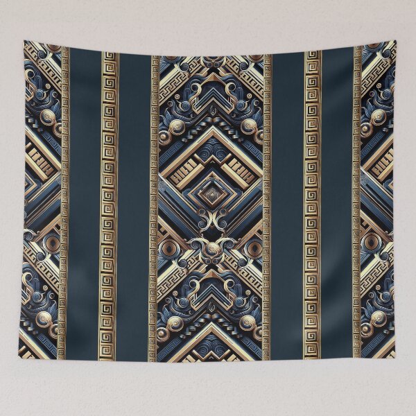 Item preview, Neo-Baroque Geometry – Gold & Blue Architectural Fantasy designed and sold by Arscorart.
