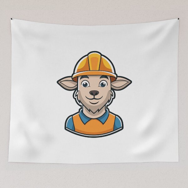 Item preview, Young construction goat in a helmet. designed and sold by GregorySmithRed.