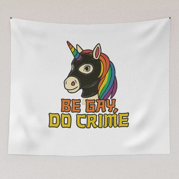 Item preview, Masked Rainbow Unicorn – Be Gay, Do Crime (Asian Typography Style) designed and sold by Dark Side of The Merch.