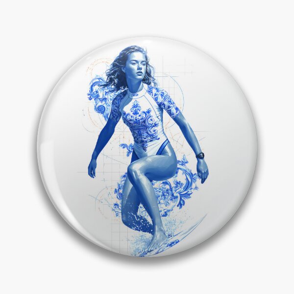 Item preview, modern graphic composition featuring a brunette woman surfer in dynamic motion, designed and sold by wonderisland.