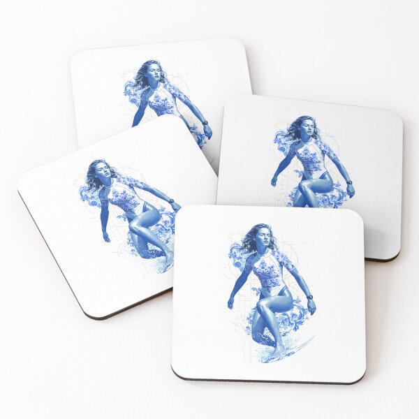 Item preview, modern graphic composition featuring a brunette woman surfer in dynamic motion, designed and sold by wonderisland.