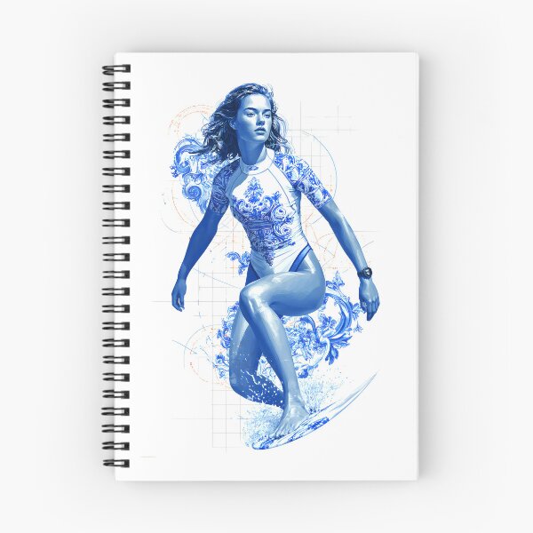 Item preview, modern graphic composition featuring a brunette woman surfer in dynamic motion, designed and sold by wonderisland.