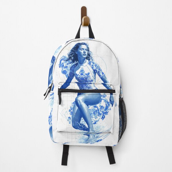 Item preview, modern graphic composition featuring a brunette woman surfer in dynamic motion, designed and sold by wonderisland.