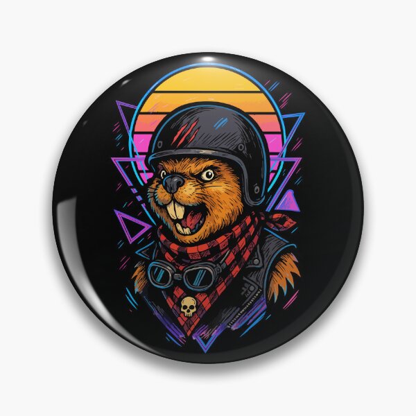 Artikelvorschau, Cooler Biker Biber Helm Vaporwave Retro entworfen und verkauft von TomFrontierArt.
