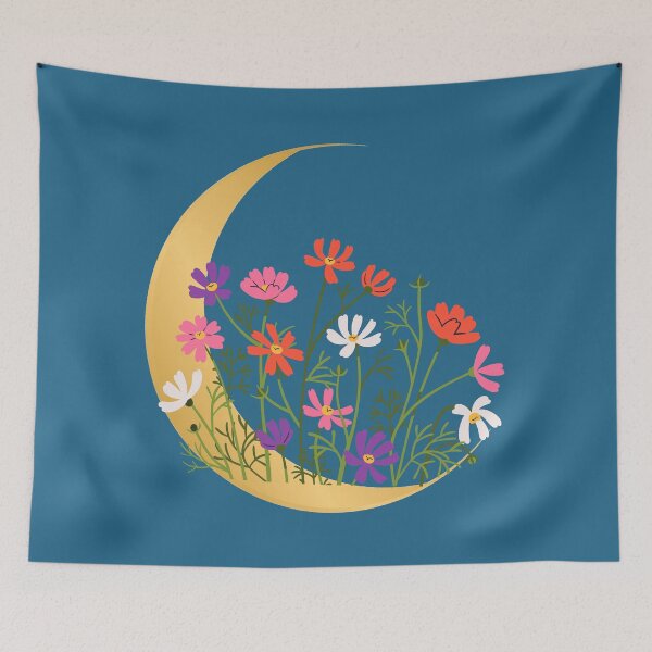 Item preview, Moon with flowers designed and sold by TinaMS123.
