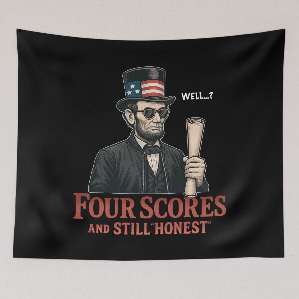 Item preview, Abraham Lincoln – Four Scores and Still "Honest" (on black) designed and sold by Neonyx2020.