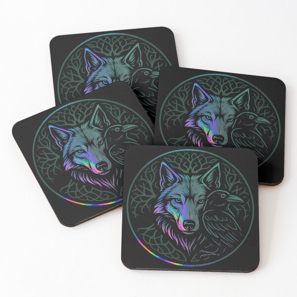 Item preview, Wolf And Raven Norse Mythology Monochromatic designed and sold by TomFrontierArt.