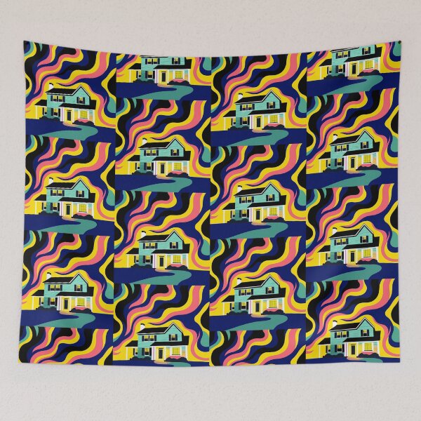 Item preview, Stylized House with Psychedelic Sky Illustration designed and sold by ART ATTACK ZONE.
