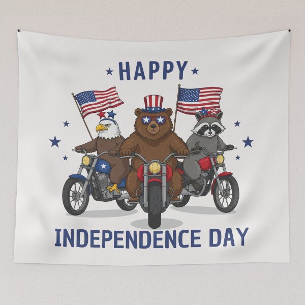 Item preview,  Happy Independence Day Motorcycle Crew - Patriotic Bear, Eagle & Raccoon Ride designed and sold by wellie-chic.
