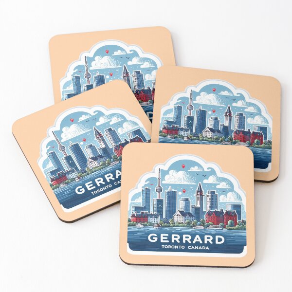 Item preview, Gerrard Toronto Canada Watercolor Minimalist Cityscape Sticker,  designed and sold by PaintMeWorld.