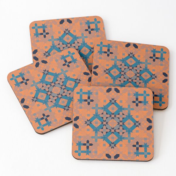 Item preview, Amazigh-Inspired Geometry - orange and blue Islamic Pattern designed and sold by Tarjiart.