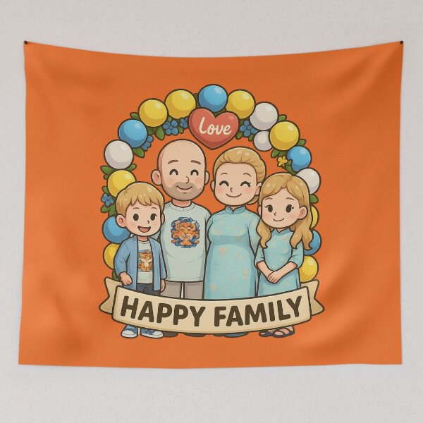 Item preview, Happy Family of 4 Members designed and sold by DopamineBee.