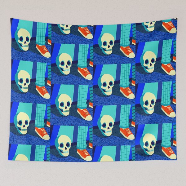 Item preview, Stylized Skull and Person in Blue Setting designed and sold by ART ATTACK ZONE.