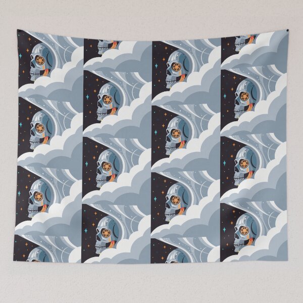 Item preview, Stylized Mechanical Skull Emerging from Clouds designed and sold by ART ATTACK ZONE.