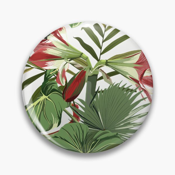 Item preview, Seamless pattern with hand drawn colored amaryllis lilies and others paradise flower and palm tropical leaves. designed and sold by MatyKotiv.