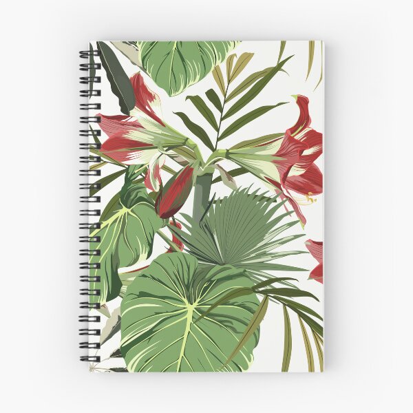 Item preview, Seamless pattern with hand drawn colored amaryllis lilies and others paradise flower and palm tropical leaves. designed and sold by MatyKotiv.