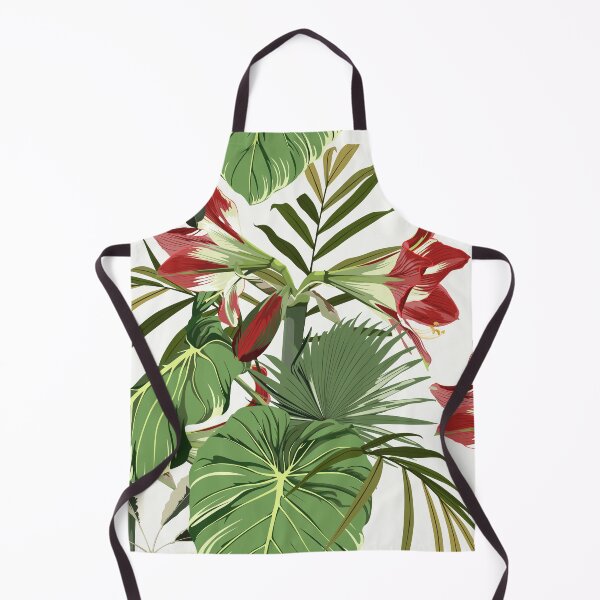 Item preview, Seamless pattern with hand drawn colored amaryllis lilies and others paradise flower and palm tropical leaves. designed and sold by MatyKotiv.