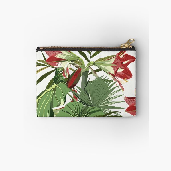Item preview, Seamless pattern with hand drawn colored amaryllis lilies and others paradise flower and palm tropical leaves. designed and sold by MatyKotiv.