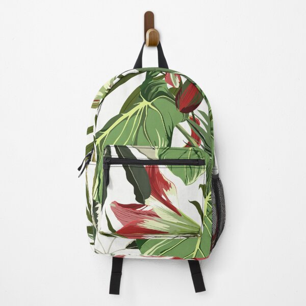 Item preview, Seamless pattern with hand drawn colored amaryllis lilies and others paradise flower and palm tropical leaves. designed and sold by MatyKotiv.