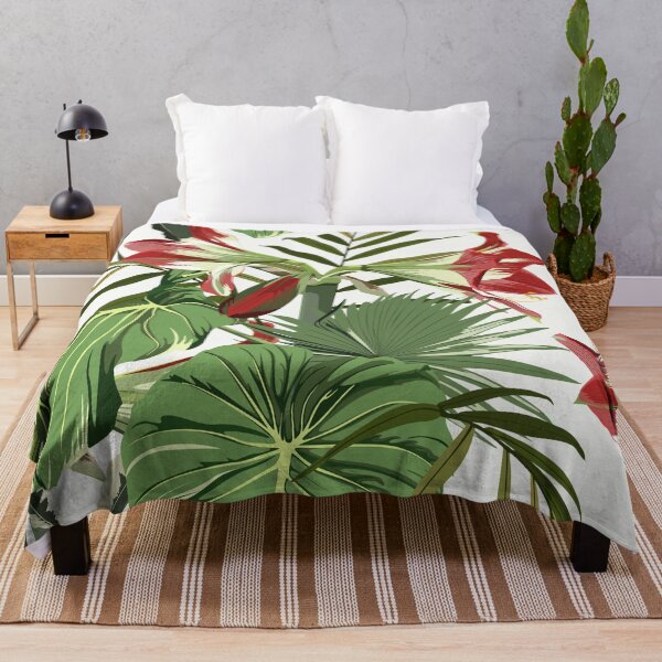 Item preview, Seamless pattern with hand drawn colored amaryllis lilies and others paradise flower and palm tropical leaves. designed and sold by MatyKotiv.