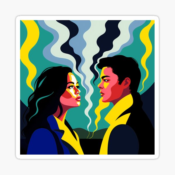 Item preview, Vibrant Couple Gazing in Abstract Setting designed and sold by ART ATTACK ZONE.