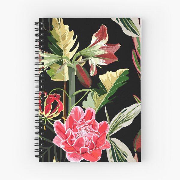 Item preview, Seamless pattern with hand drawn colored amaryllis lilies and others paradise flower and palm tropical leaves. designed and sold by MatyKotiv.