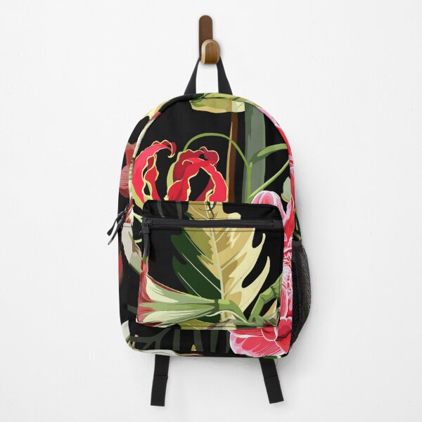 Item preview, Seamless pattern with hand drawn colored amaryllis lilies and others paradise flower and palm tropical leaves. designed and sold by MatyKotiv.