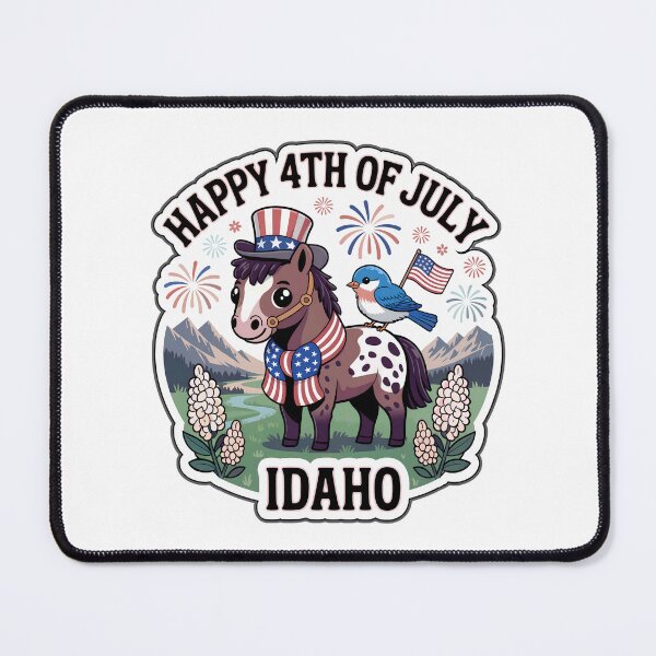 Artikelvorschau, Idaho 4. Juli Appaloosa Pferd und Mountain Bluebird Vintage Sticker entworfen und verkauft von Nuist25.