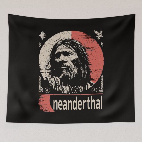 Item preview, Neanderthal Man – Prehistoric Portrait in Retro Brutalist Style designed and sold by TuncGK.
