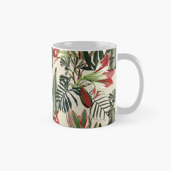 Item preview, Seamless pattern with hand drawn colored amaryllis lilies and others paradise flower and palm tropical leaves. designed and sold by MatyKotiv.
