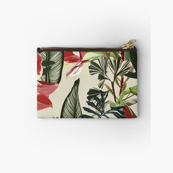 Item preview, Seamless pattern with hand drawn colored amaryllis lilies and others paradise flower and palm tropical leaves. designed and sold by MatyKotiv.