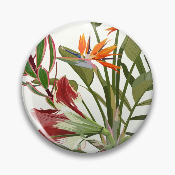 Item preview, Seamless pattern with hand drawn colored amaryllis lilies and others paradise flower and palm tropical leaves. designed and sold by MatyKotiv.