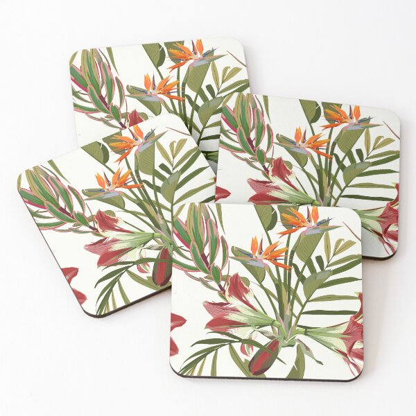 Item preview, Seamless pattern with hand drawn colored amaryllis lilies and others paradise flower and palm tropical leaves. designed and sold by MatyKotiv.