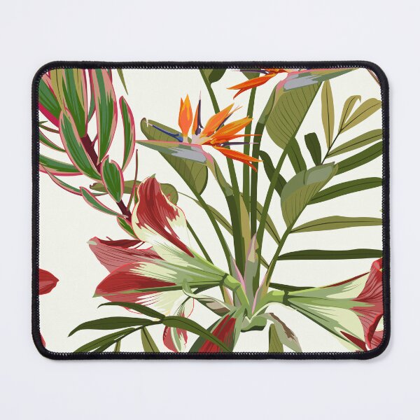 Item preview, Seamless pattern with hand drawn colored amaryllis lilies and others paradise flower and palm tropical leaves. designed and sold by MatyKotiv.