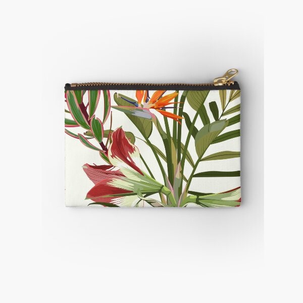 Item preview, Seamless pattern with hand drawn colored amaryllis lilies and others paradise flower and palm tropical leaves. designed and sold by MatyKotiv.
