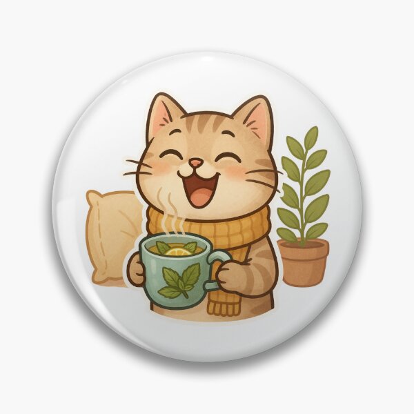 Item preview, Joyful Tea Cat Sticker – Cozy & Cute Illustration designed and sold by Victoriella-v.