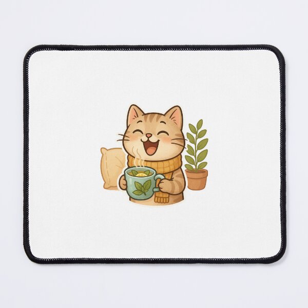 Item preview, Joyful Tea Cat Sticker – Cozy & Cute Illustration designed and sold by Victoriella-v.
