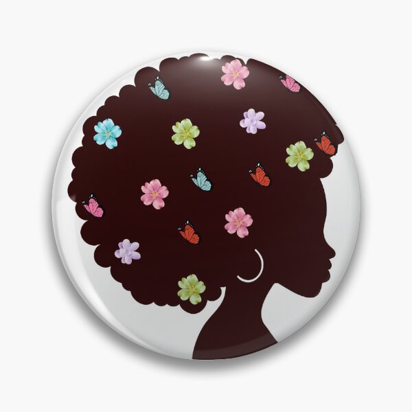 Item preview, Black woman afro with butterfly and flowers designed and sold by Printdesigns1.