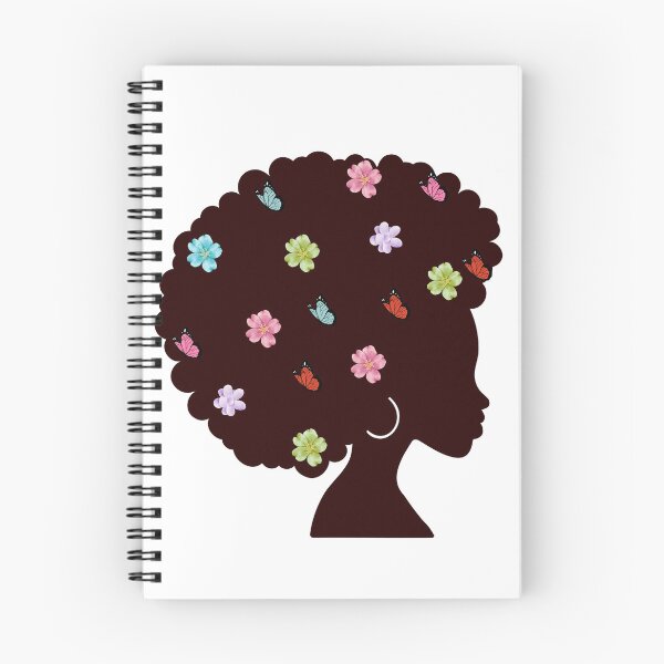 Item preview, Black woman afro with butterfly and flowers designed and sold by Printdesigns1.