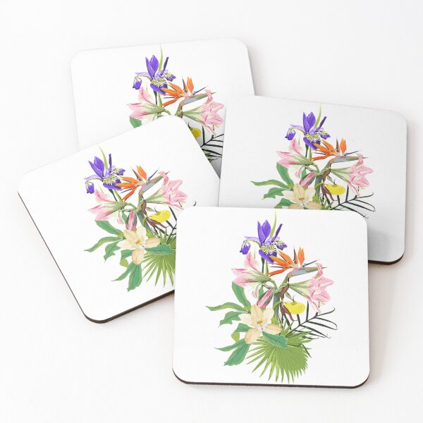Item preview, Tropical composition with many kind of flowers and palm leaves. designed and sold by MatyKotiv.