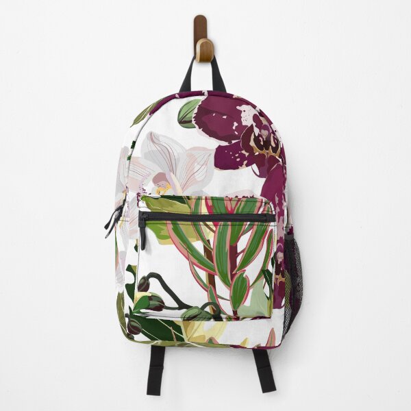 Item preview, Seamless design pattern arranged with violet white orchid flower, exotic leaves and branches. designed and sold by MatyKotiv.