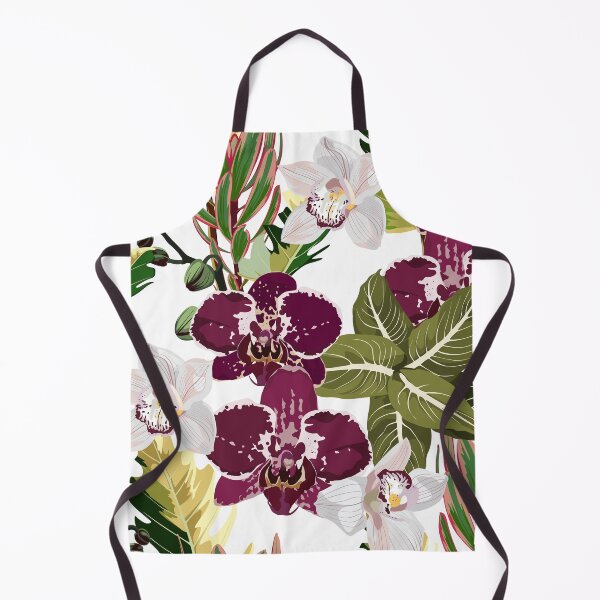 Item preview, Seamless design pattern arranged with violet white orchid flower, exotic leaves and branches. designed and sold by MatyKotiv.