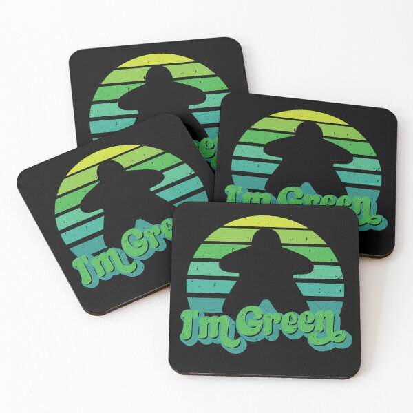 Item preview, I'm Green Meeple Retro Sunset for Board Game Night designed and sold by Pawsitive Pixel Studio.