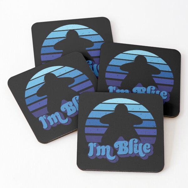 Item preview, I'm Blue Meeple Retro Sunset for Board Game Night designed and sold by Pawsitive Pixel Studio.