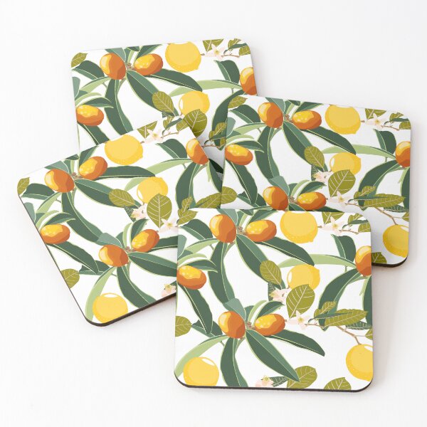 Item preview, Cartoon style seamless pattern with Fortunella or Kumquat and lemon exotic fruits, flowers and leaves. designed and sold by MatyKotiv.