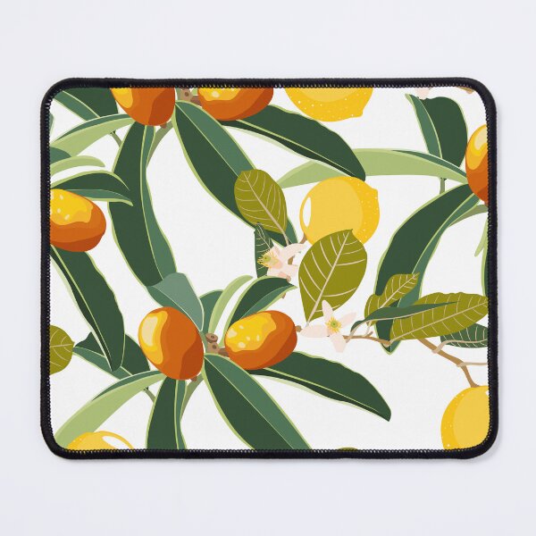 Item preview, Cartoon style seamless pattern with Fortunella or Kumquat and lemon exotic fruits, flowers and leaves. designed and sold by MatyKotiv.