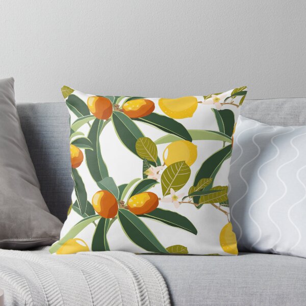 Item preview, Cartoon style seamless pattern with Fortunella or Kumquat and lemon exotic fruits, flowers and leaves. designed and sold by MatyKotiv.